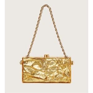 Cult Gaia Hajar Crinkled Acrylic Gold Chain Shoulder Bag